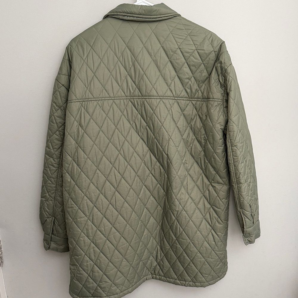 Forever 21 Oversized Olive Green Quilted Shirt Jacket Size S - Picture 7 of 7